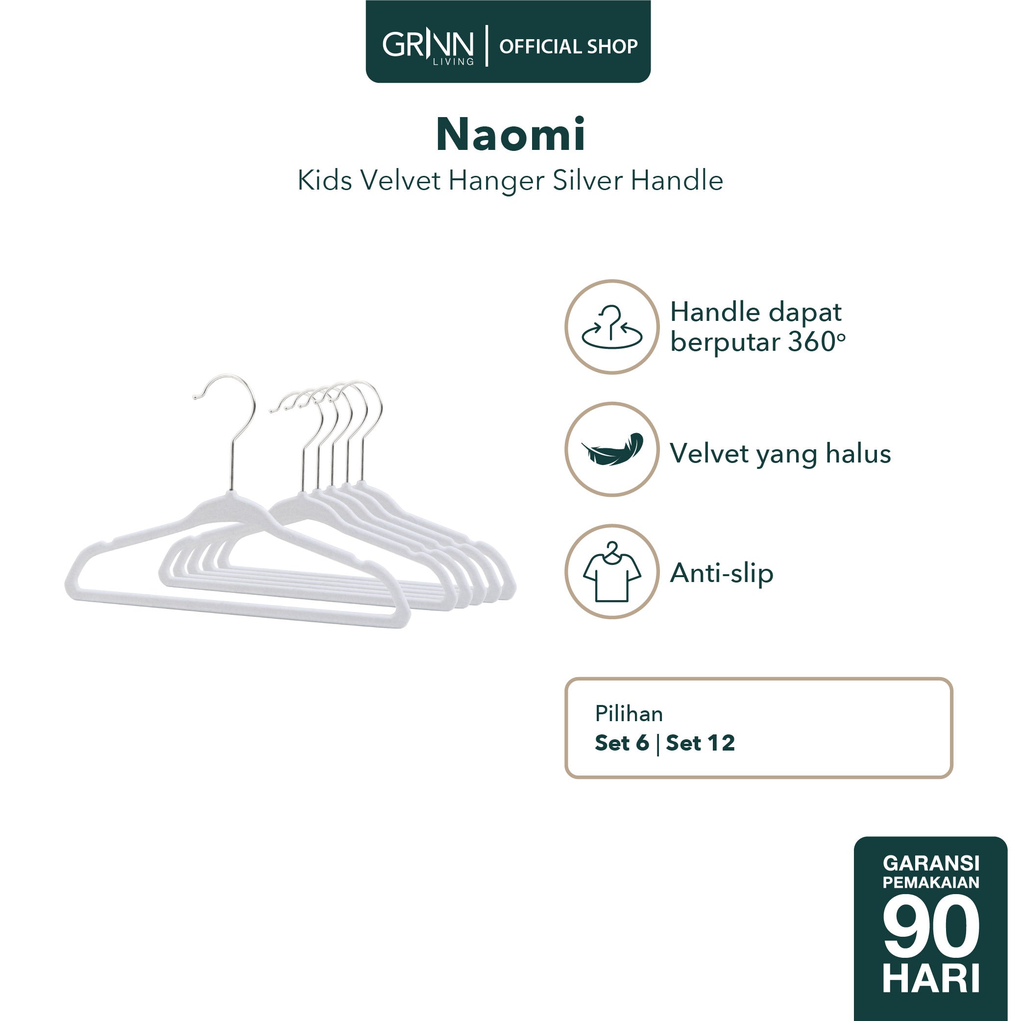 Naomi Kids Velvet White Hanger